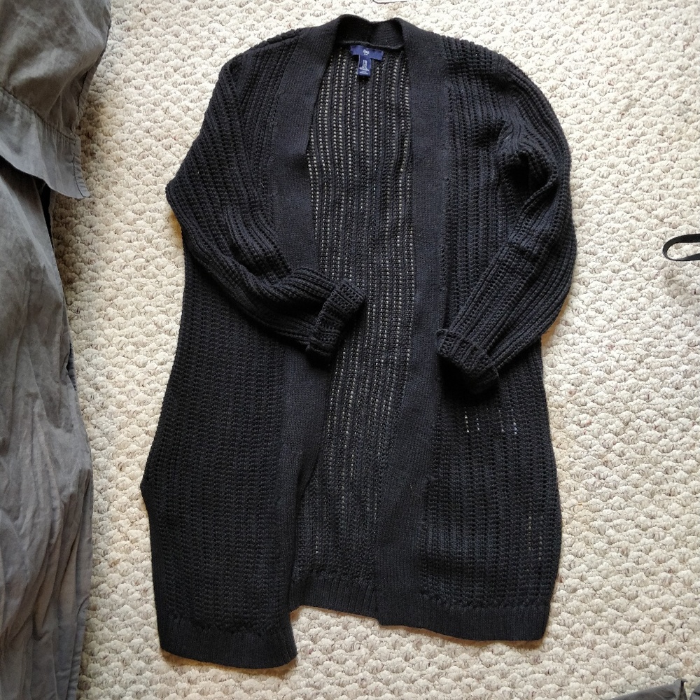 GAP | Black Long-line Open Cardigan
